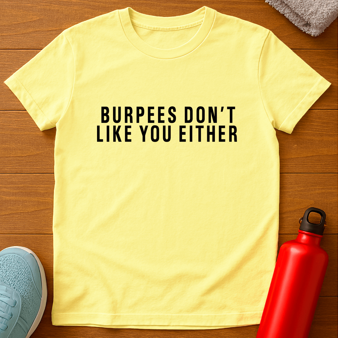 Burpees Don't Like You Either Text T-shirt Product